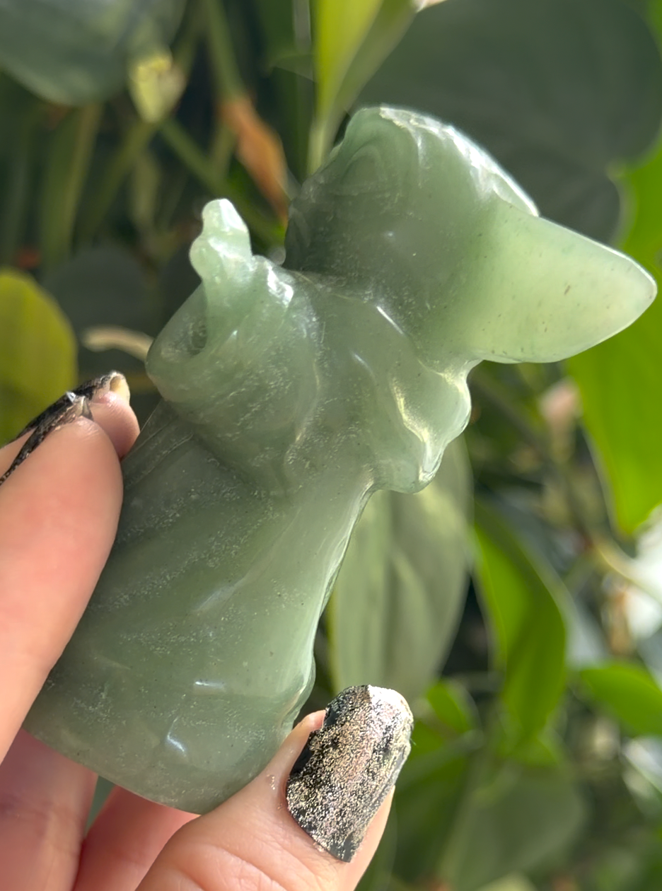 Green Aventurine Carving | 3" Carved "Baby Yoda" Crystal