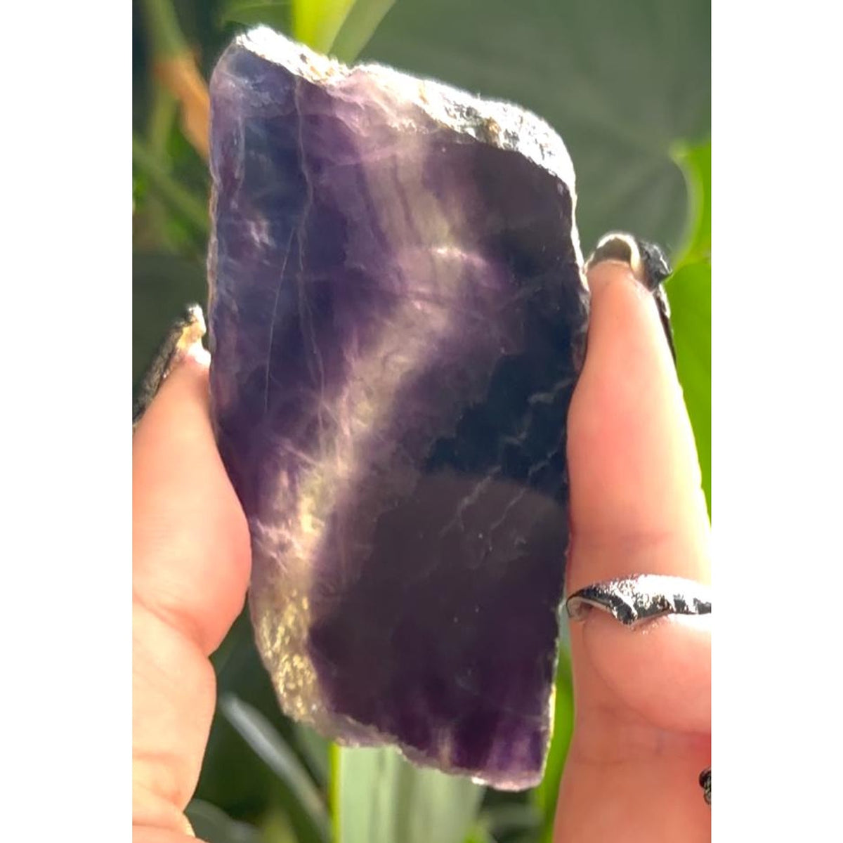 Polished Rainbow Fluorite Slab | 1.5" Fluorite Window | Purple Banded Crystal