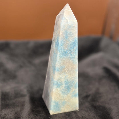 Trolleite Tower | 5.5" Natural Crystal Point | Blue and Cream Crystal