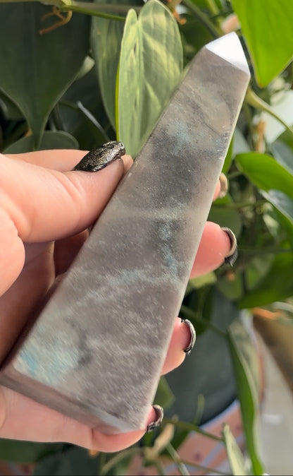 Trolleite Tower | 5.5" Natural Crystal Point | Blue and Cream Crystal