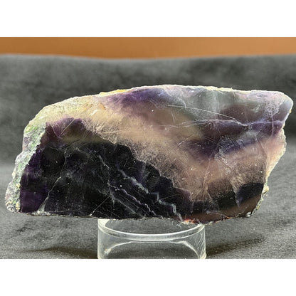Polished Rainbow Fluorite Slab | 1.5" Fluorite Window | Purple Banded Crystal