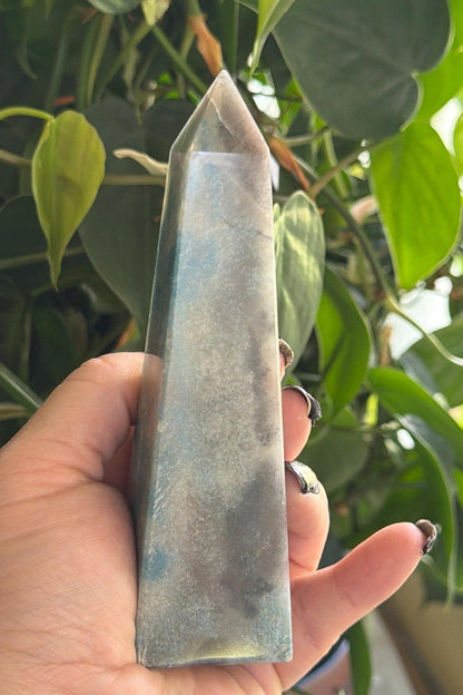 Trolleite Tower | 5.5" Natural Crystal Point | Blue and Cream Crystal