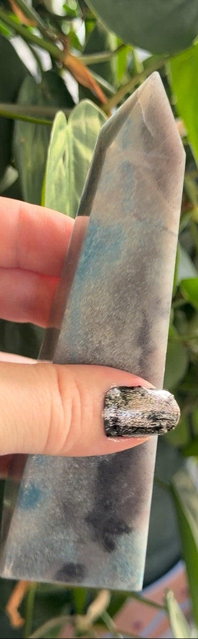 Trolleite Tower | 5.5" Natural Crystal Point | Blue and Cream Crystal