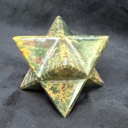 Large AAA Bloodstone Merkaba | 2.5" Crystal Asteroid | Tetrahedron | Sacred Geometry