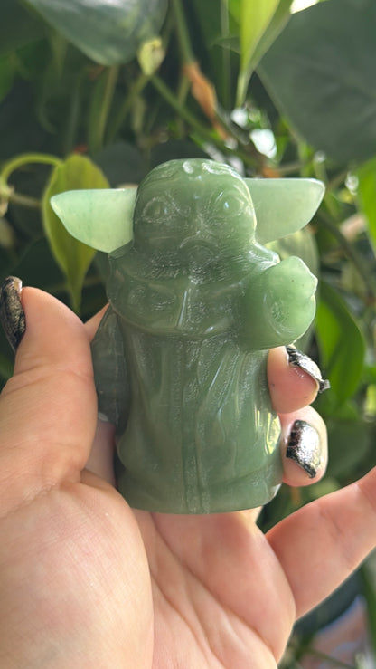 Green Aventurine Carving | 3" Carved "Baby Yoda" Crystal