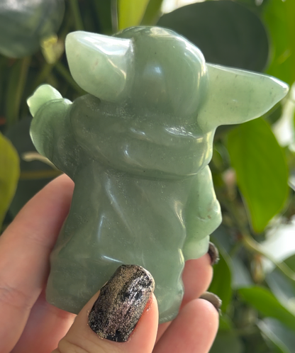 Green Aventurine Carving | 3" Carved "Baby Yoda" Crystal